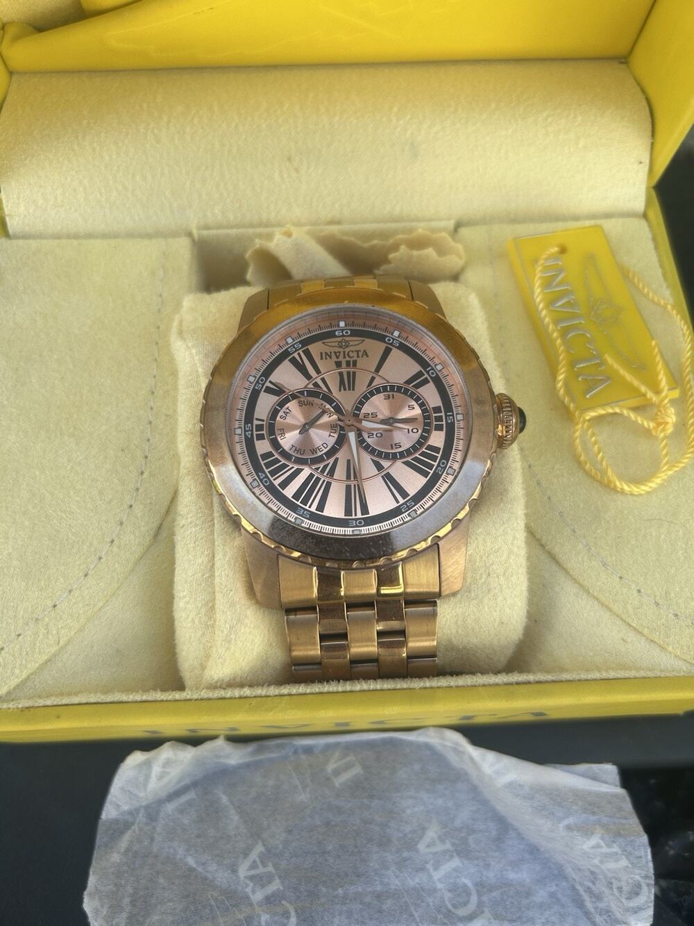 Invicta 14590 Specialty Multi-Function Rose Gold Men’s Watch Box Tag VINTAGE